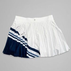 Athleta Match Point Pleated Colorblock Skort White Navy Blue Size M NWT